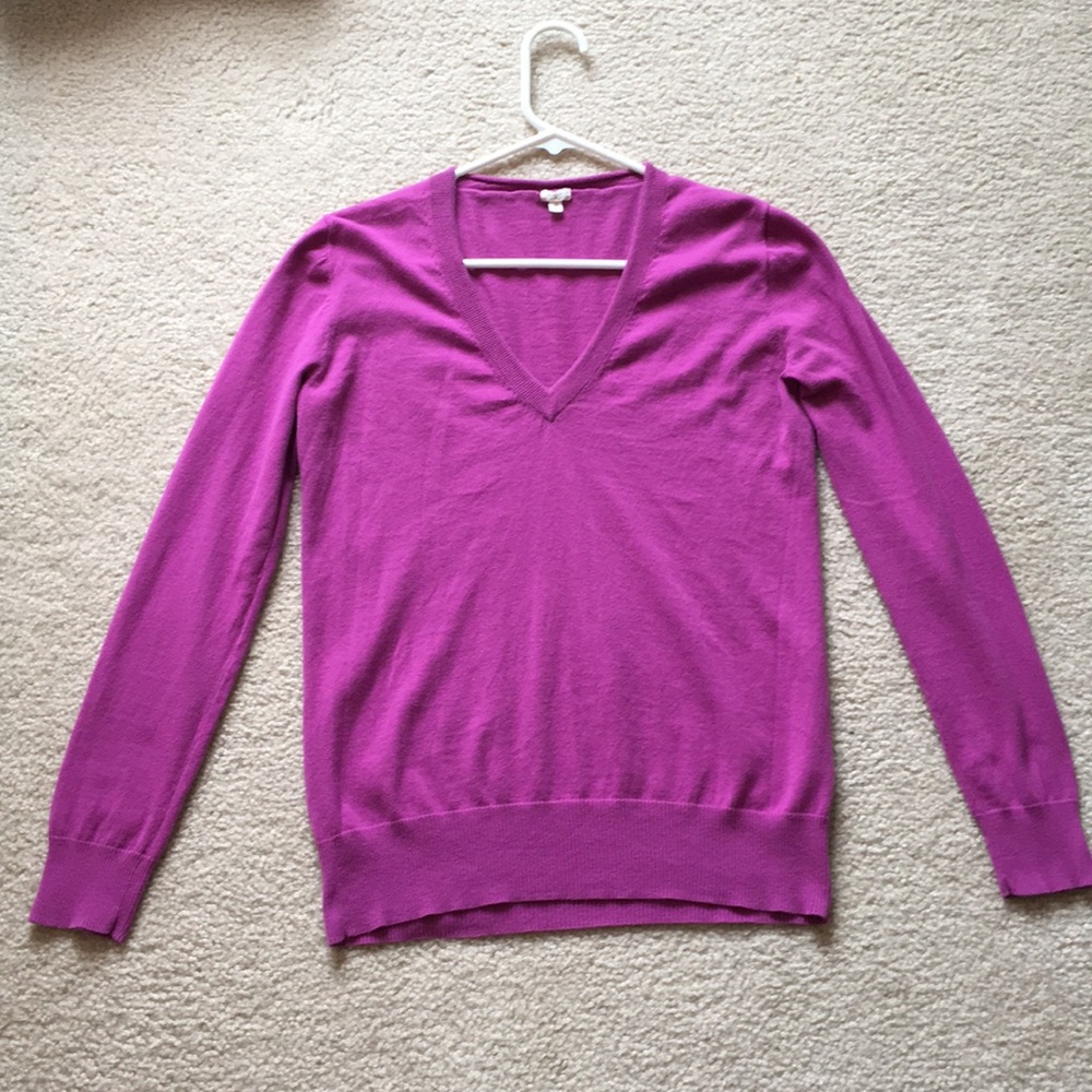 J.CREW Pink Cotton V-Neck Sweater